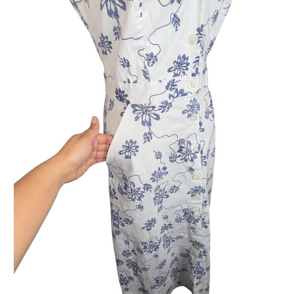 Equipment Revolve Oleisa Natural White Blue Floal Dress Size 4 Like New - Picture 8 of 11